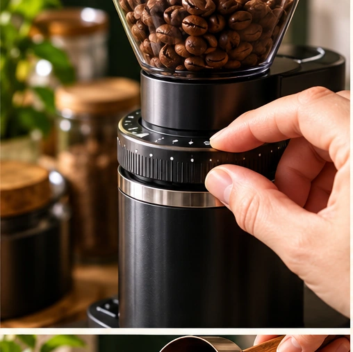 Adjust the burr grinder toward a medium-coarse setting.